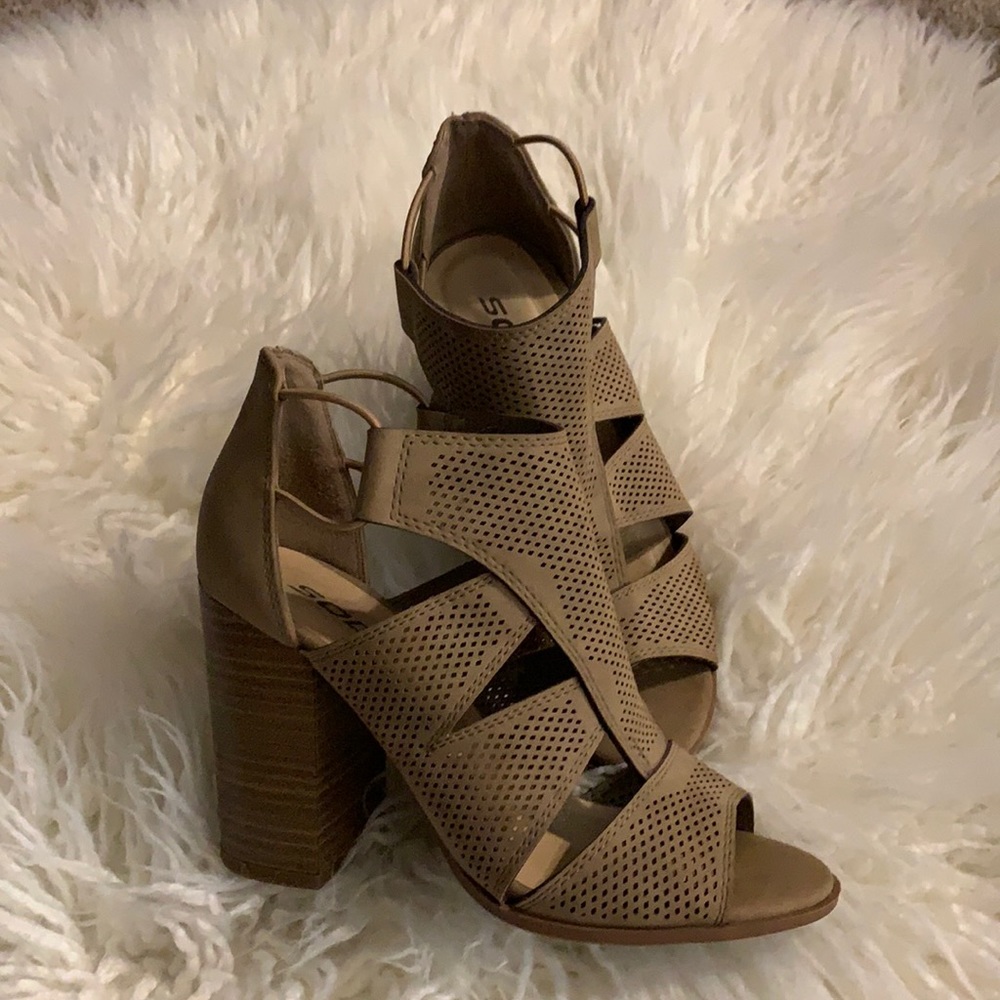 Peep toe booties/heels
